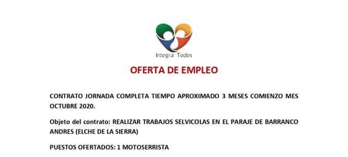 OFERTA DE EMPLEO DE MOTOSERRISTA