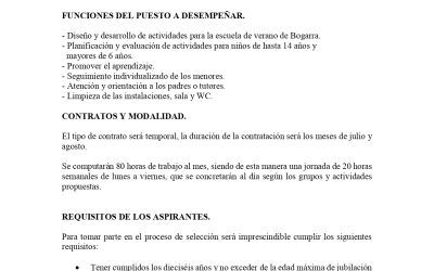 OFERTA DE EMPLEO EN BOGARRA