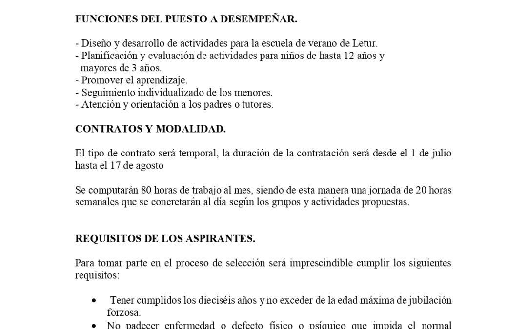 OFERTA DE EMPLEO EN LETUR