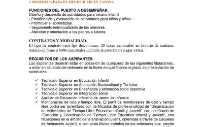 OFERTA DE EMPLEO EN SOCOVOS Y PEDANÍAS